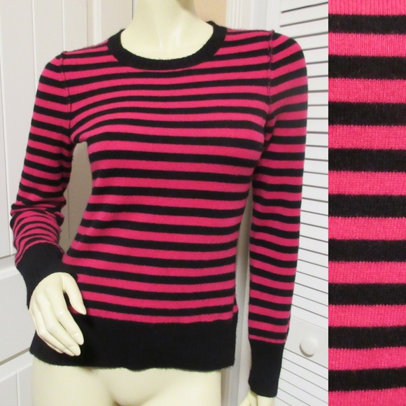 AQUA CASHMERE Women Knit Sweater Striped Red Black AQUA CASHMERE Women Knit Sweater Striped Red Black